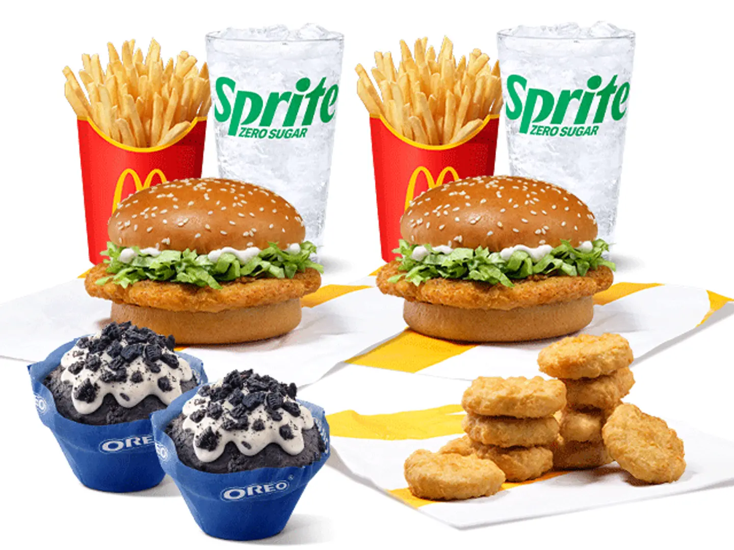 وجبتين ماك تشيكن الحجم الوسط مع اثنين مافن اوريو و 9 قطع ناجت