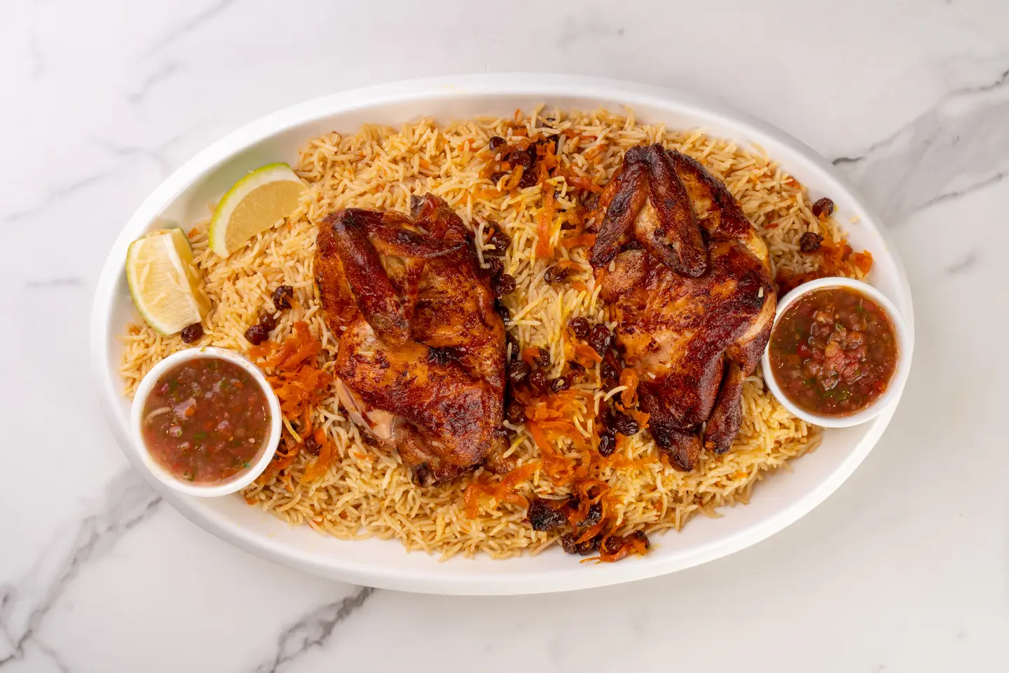دجاج شواية مع أرز بخاري - ربع دجاجة
