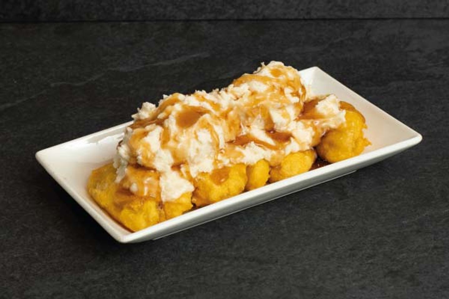 Fried Banana With Honey And Ice Cream