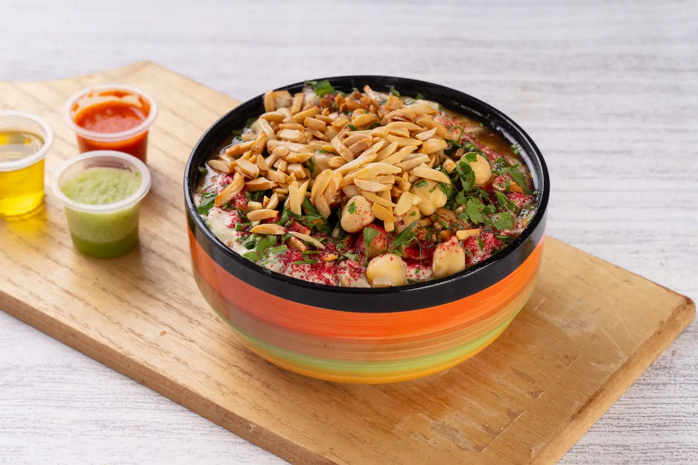 فتة حمص باللوز و زيت الزيتون