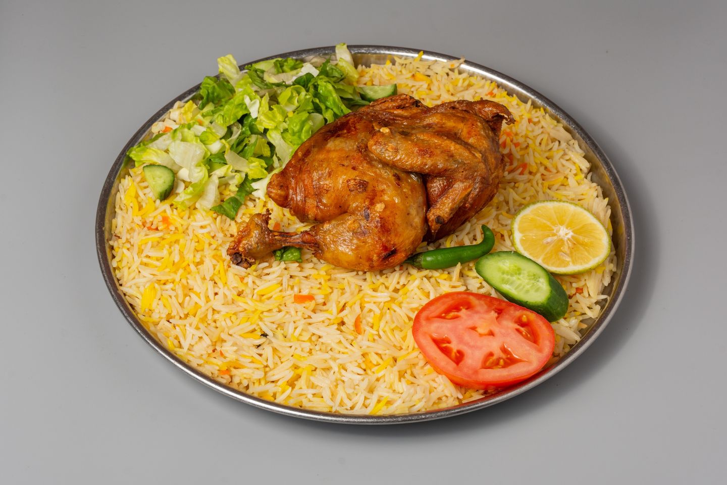دجاج مقلي مع الأرز - نص دجاجة