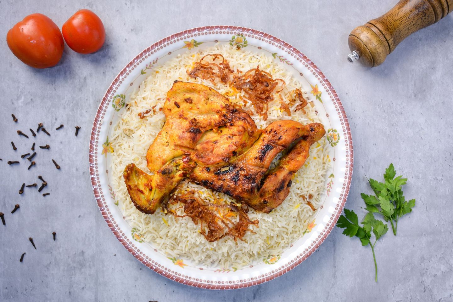 دجاج مظبي  - نصف دجاجة مع رز بشاور