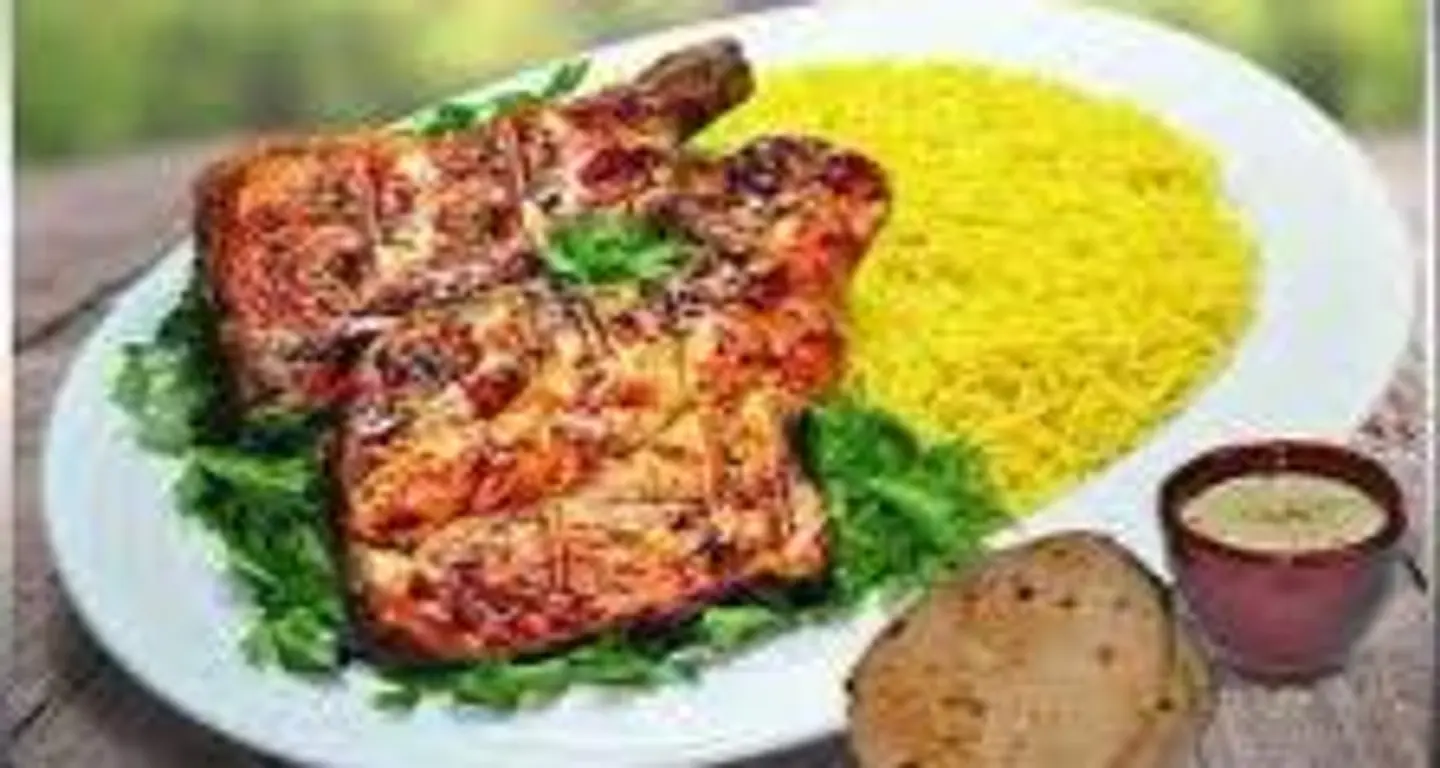 Chicken On Charcoal With Rice - Half A Chicken