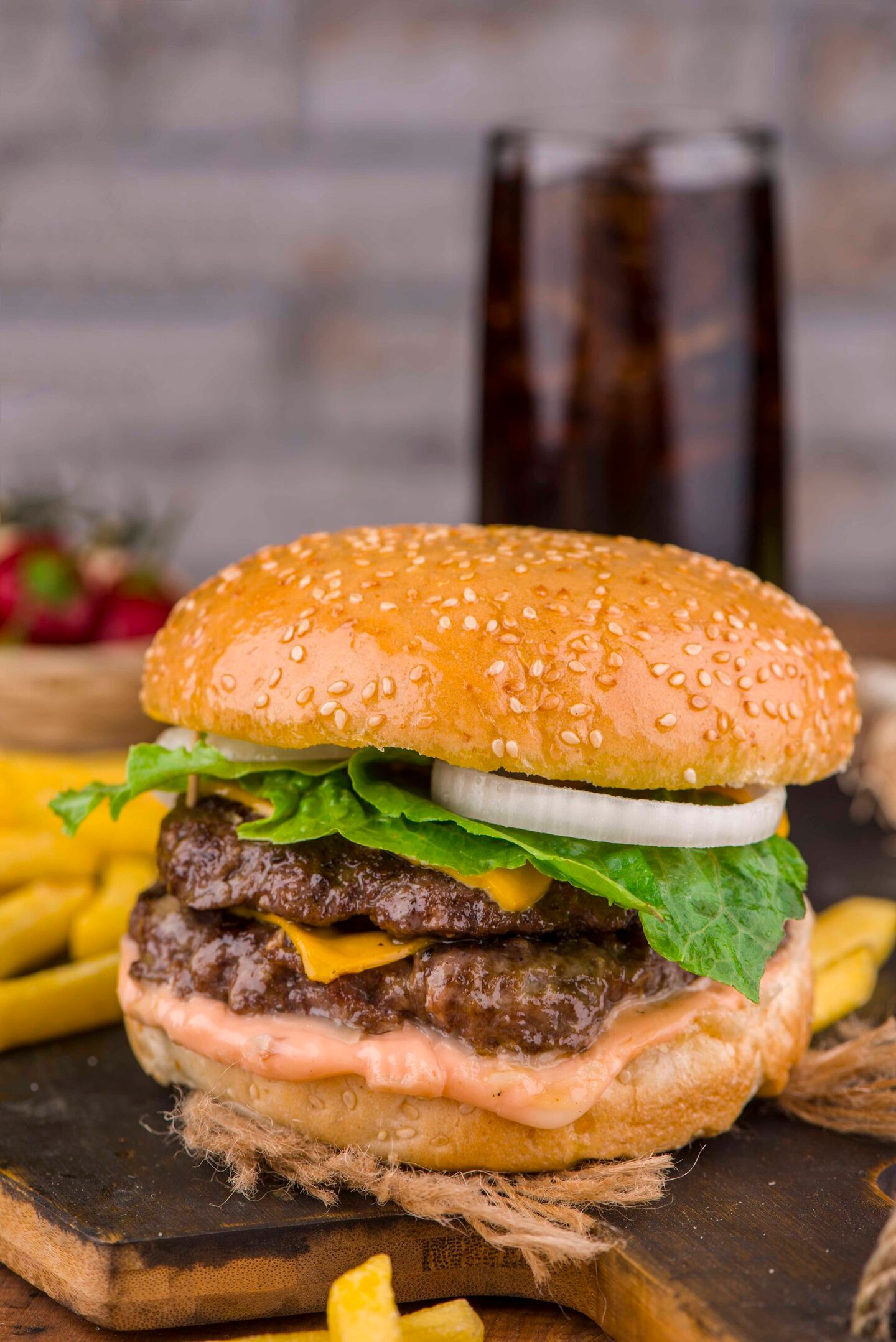 Deluxe Double Beef Burger With Cheese - Sandwich
