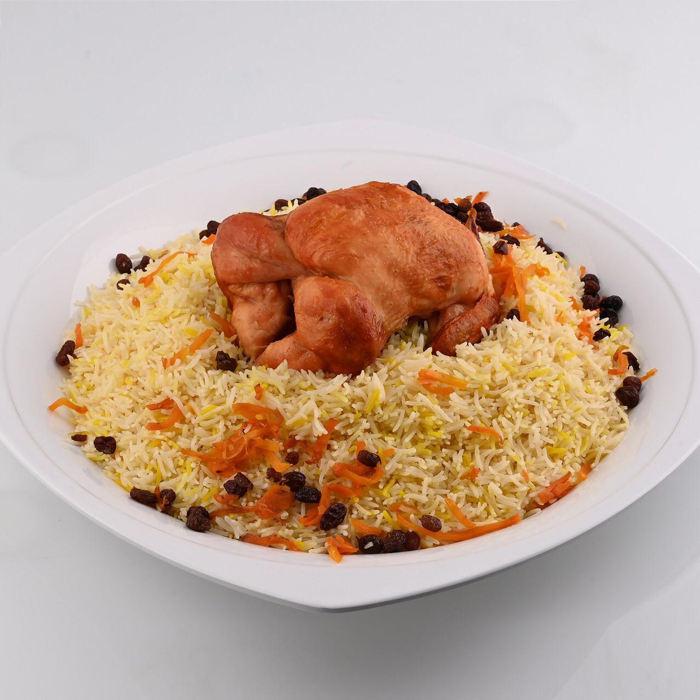 دجاج شواية مع  رز برياني رز ابيض  - نص حبة دجاج