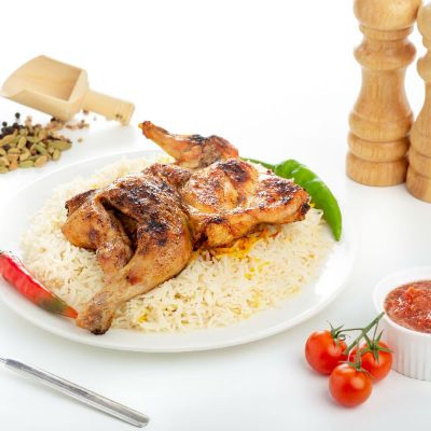 دجاج مظبي  أرز مندي - نصف دجاجة
