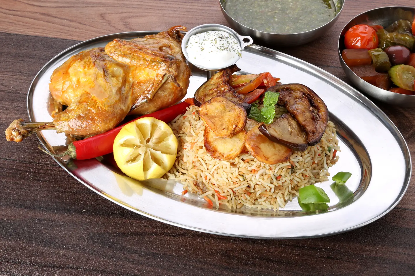 مقلوبة دجاج - نصف دجاجة