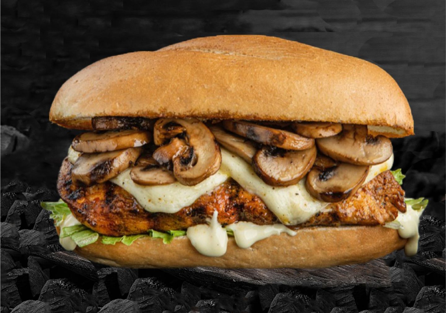 Swiss Mushroom Chicken Burger - Meal