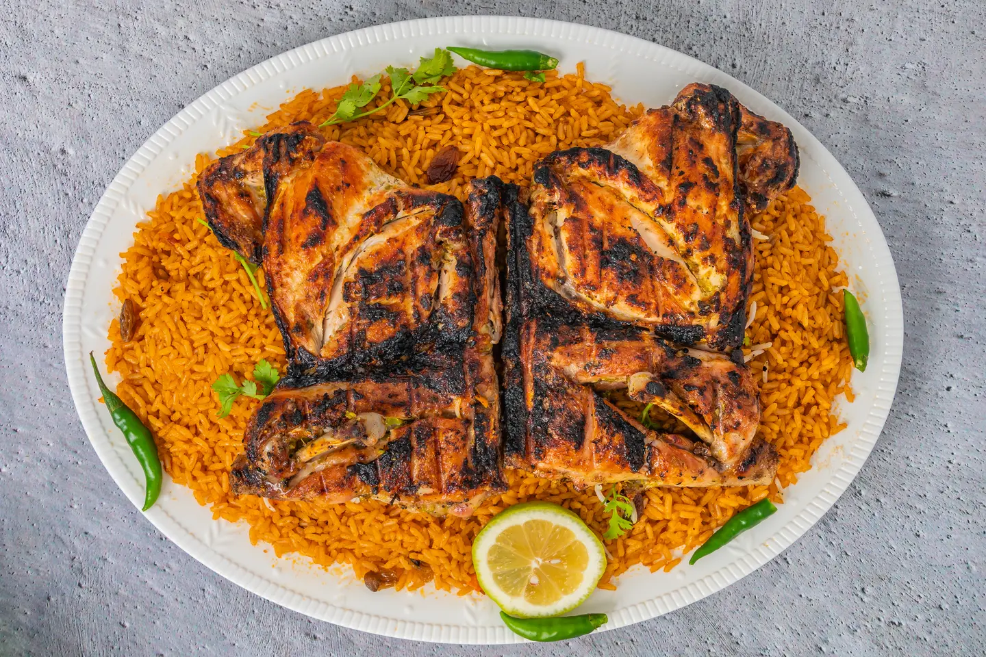 Charcoal Chicken With Red Rice - Half Chicken