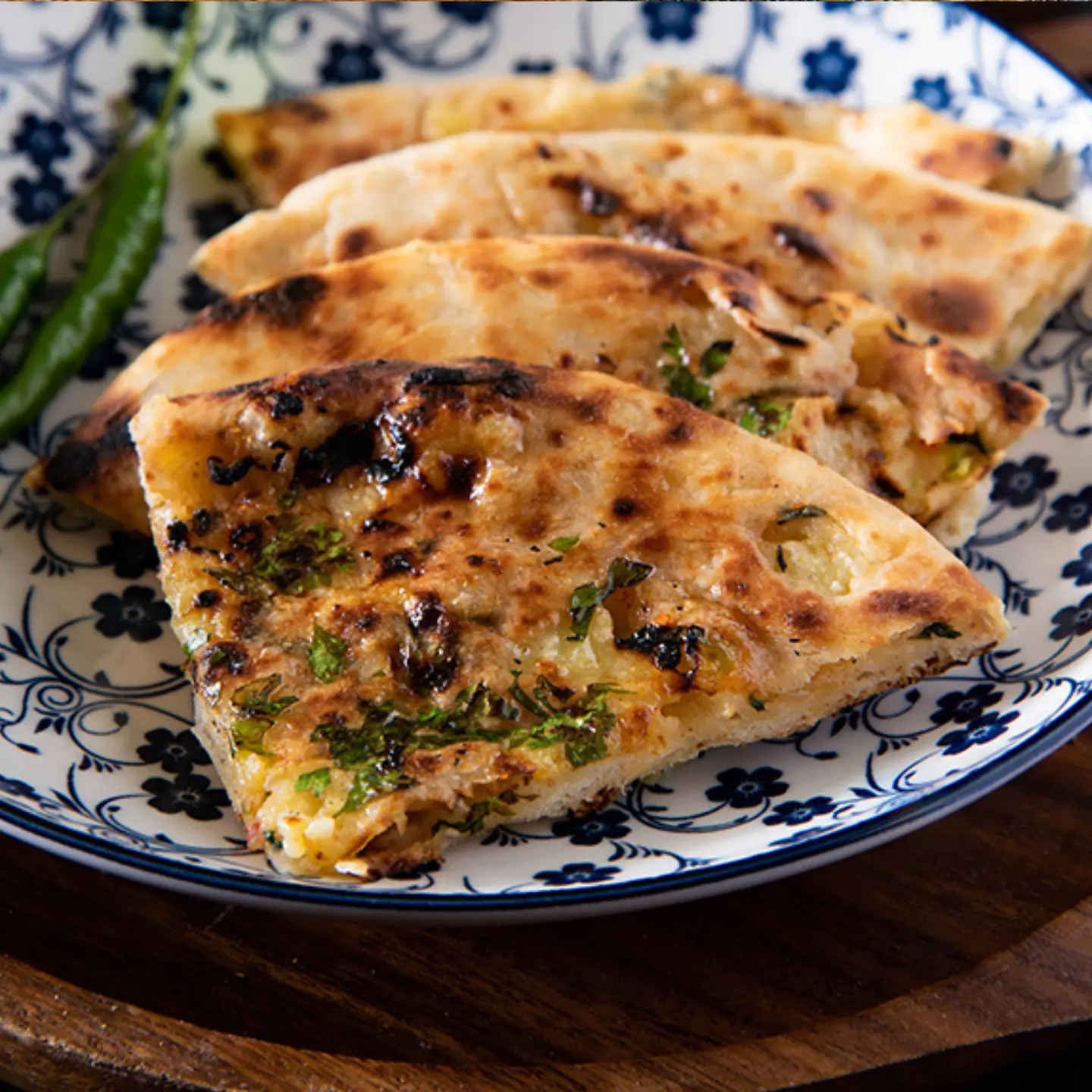 Red Chilli Stuffed Kulcha  - Potato