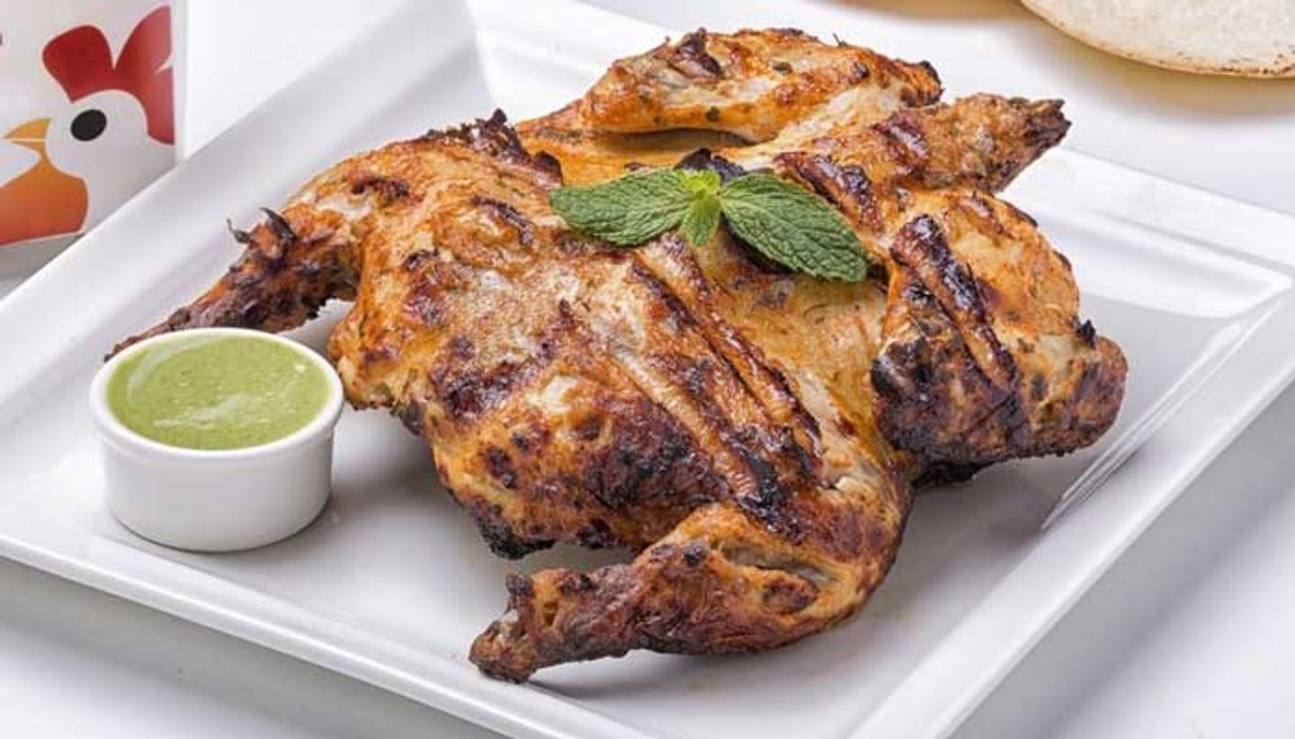 دجاج على الفحم - نص حبة دجاج