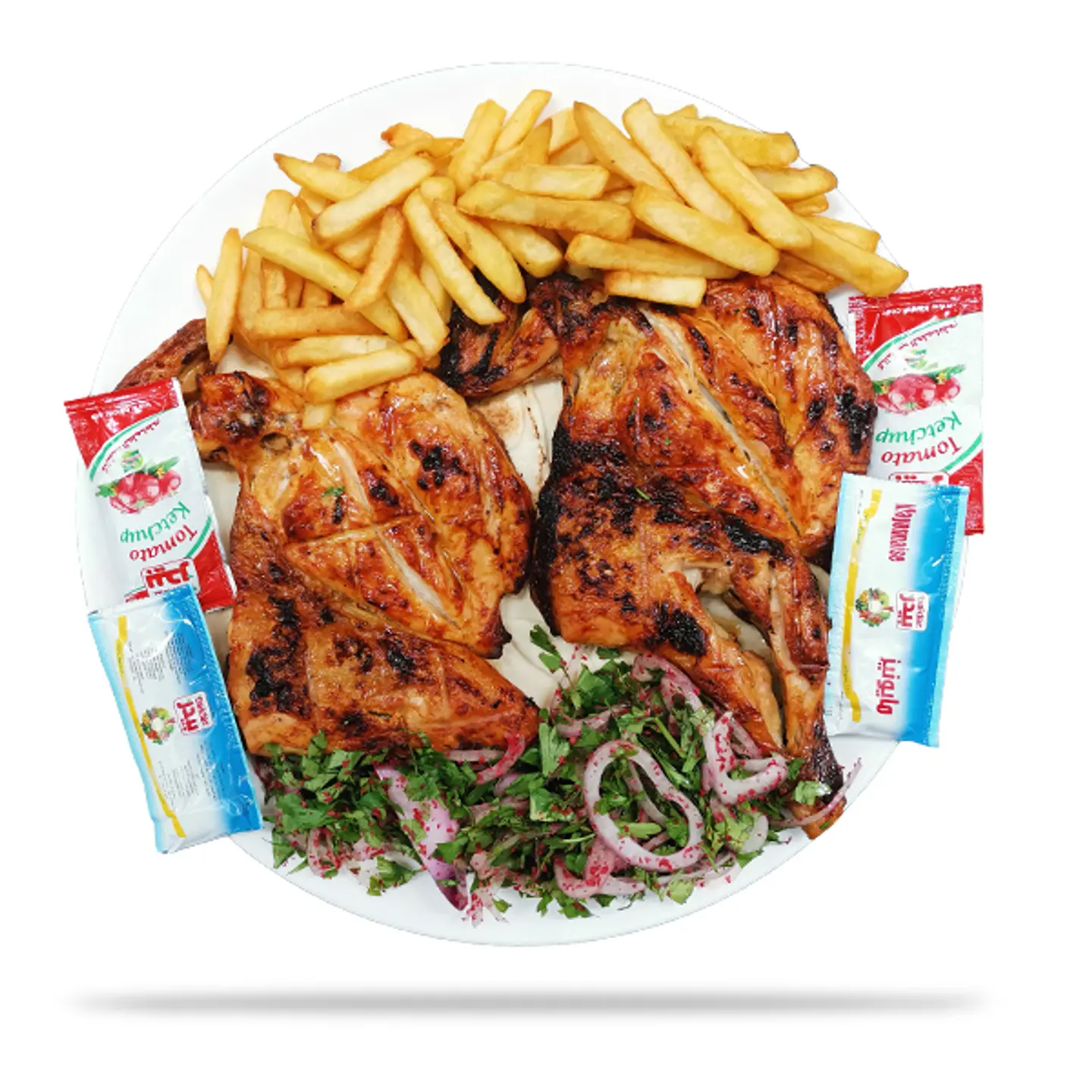 دجاج على الفحم بدون رز - نصف حبة بدون رز