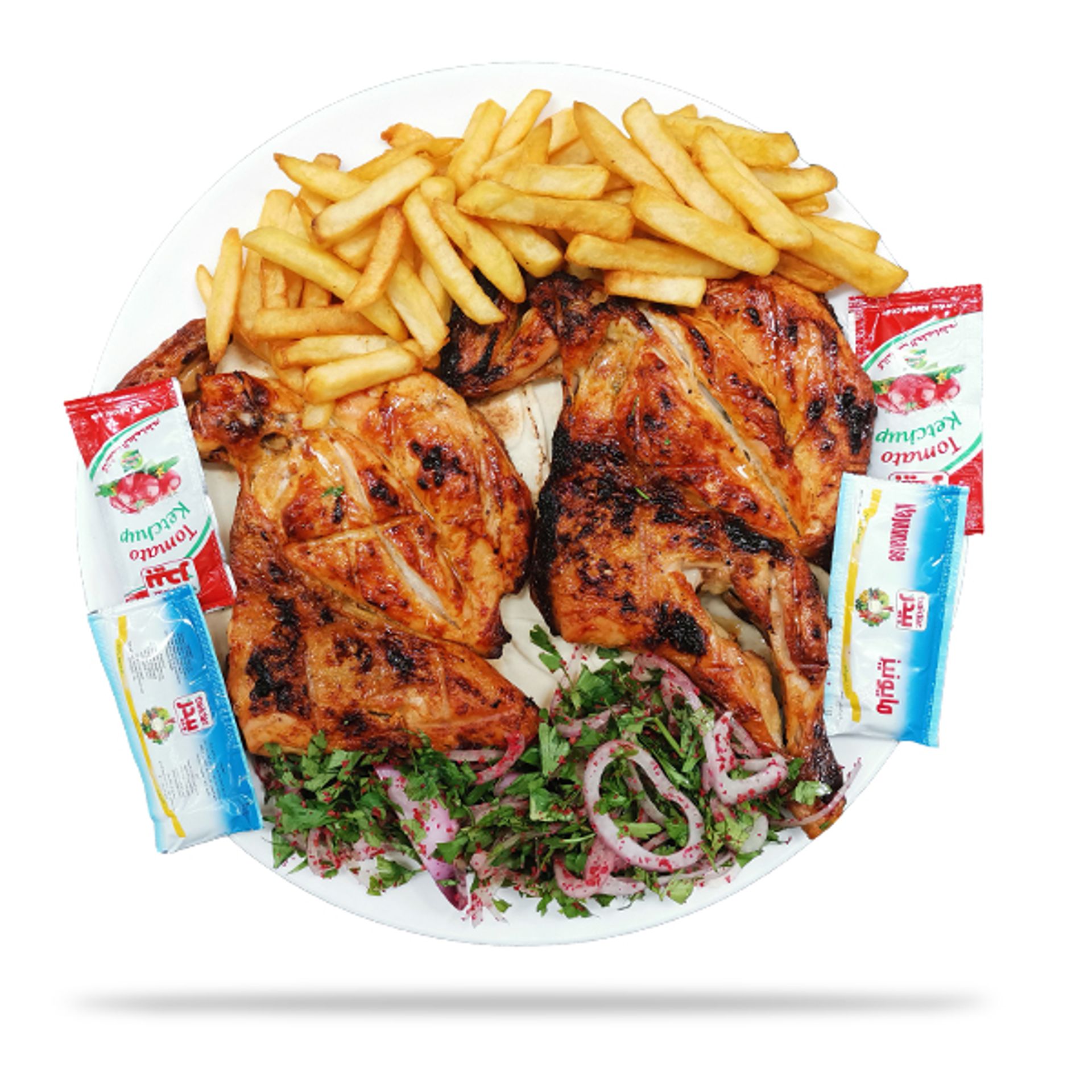 دجاج على الفحم بدون رز - نصف حبة بدون رز