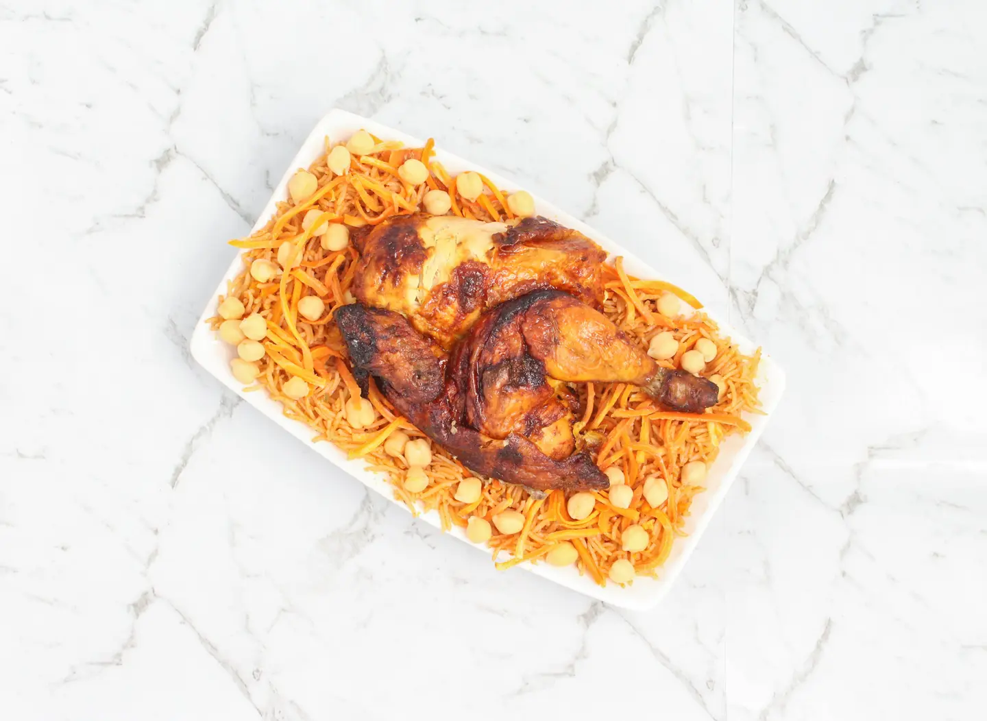 رز بخاري - نص حبة دجاج بخاري