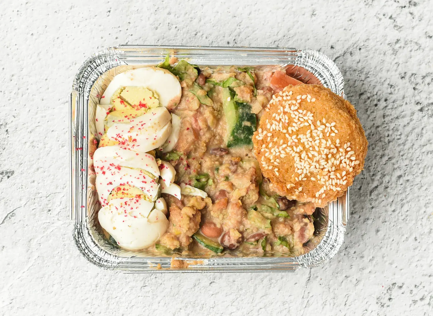 Foul With Falafel And Egg Plate  - Medium