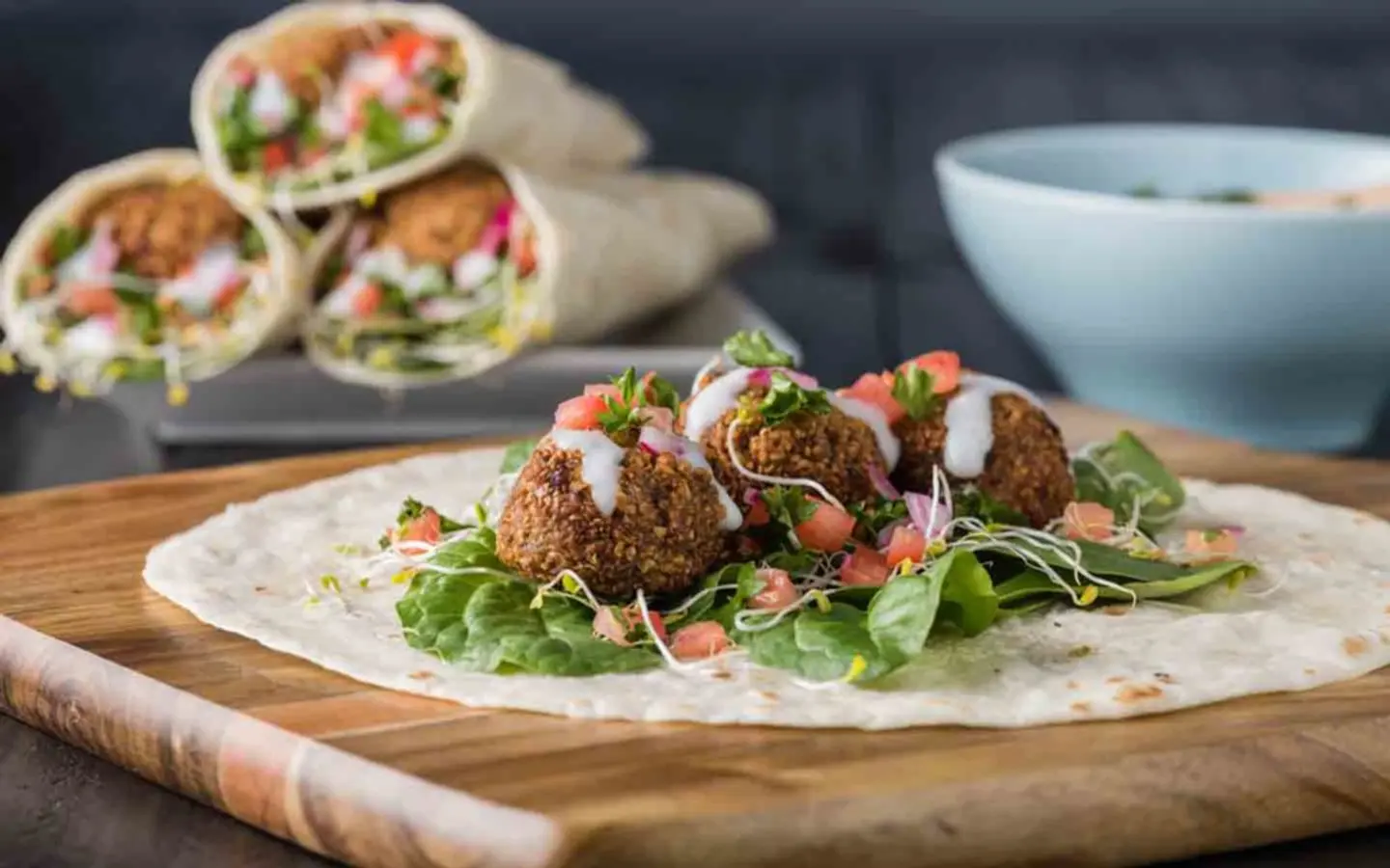 Falafel Sandwich With Hummus - Shami Bread