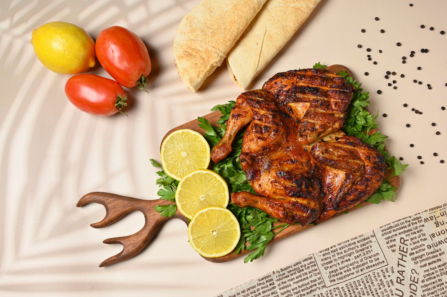 دجاج مشوي سادة - نص حبة دجاج