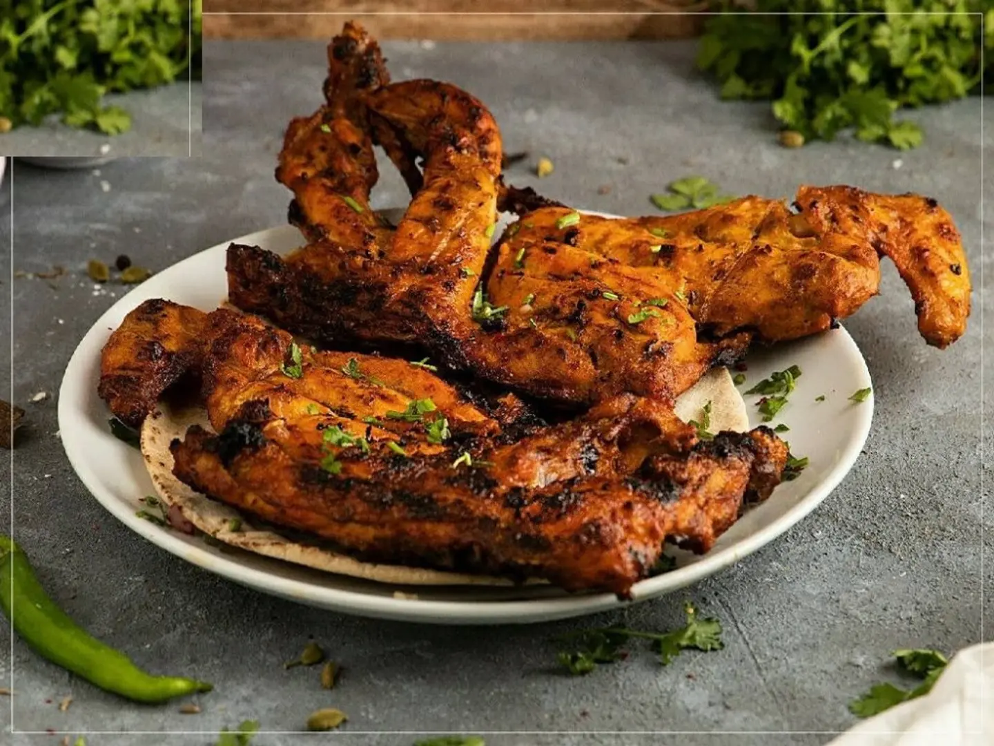 دجاج على الفحم بدون أرز - نصف دجاجة