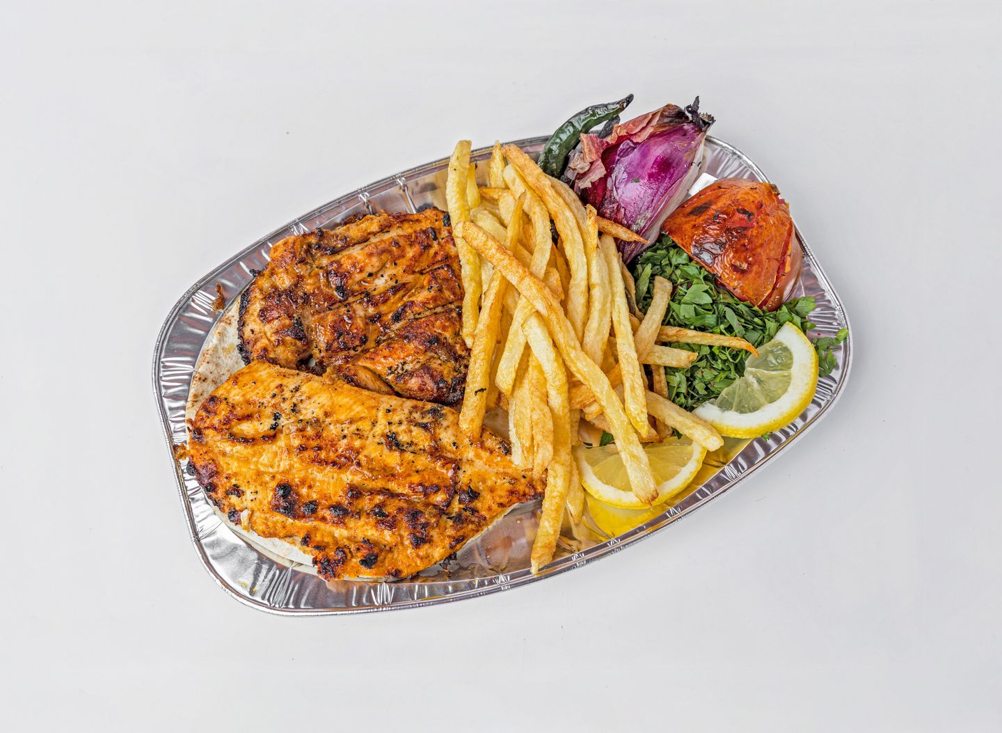 دجاج الفحم مع ثوم و حمص و بطاطس - نص دجاجة