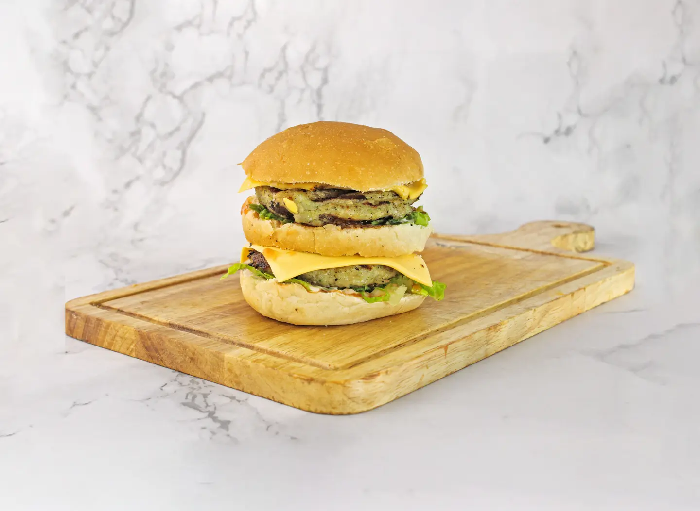 Double Chicken Burger Meal - White Bread