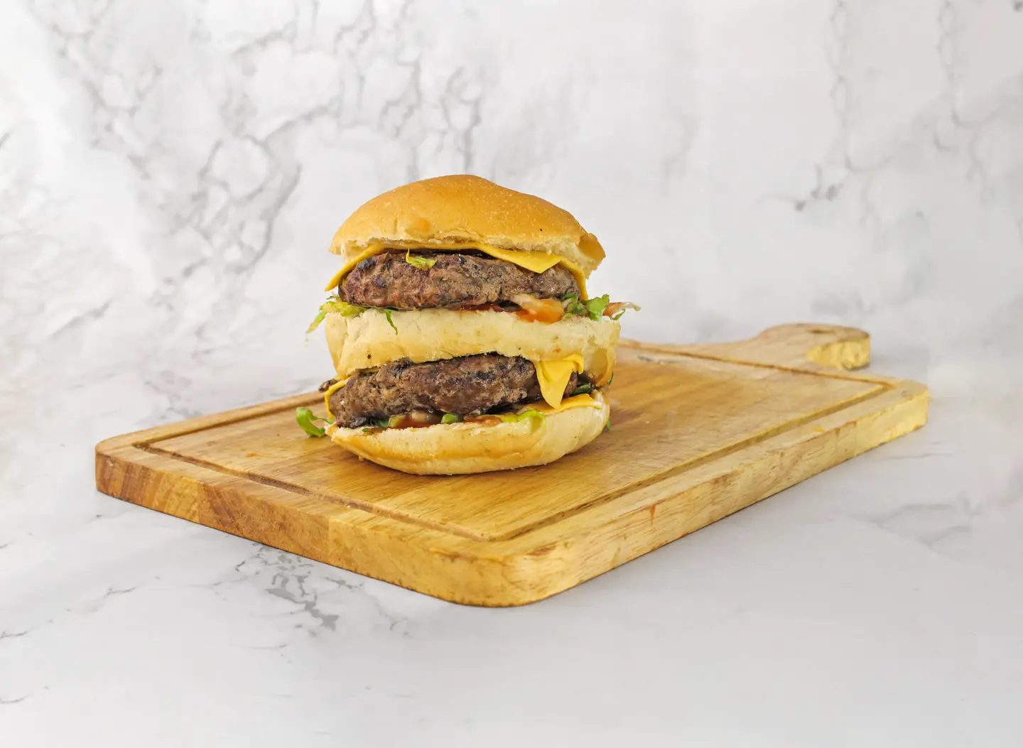Double Beef Burger Meal - White Bread