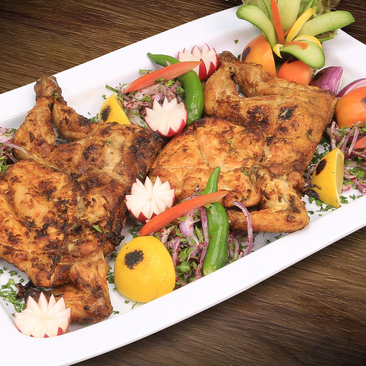 دجاج على الفحم سادة - نص دجاجة