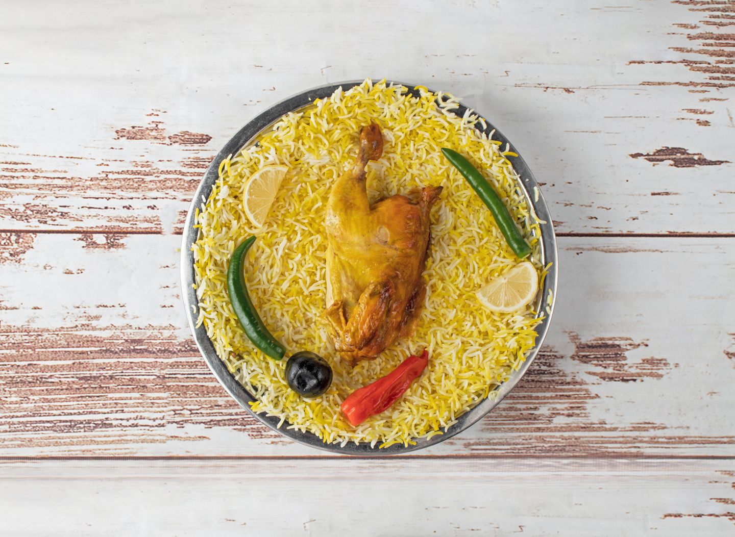 دجاج مندي ارز مثلوثة - نصف دجاجة