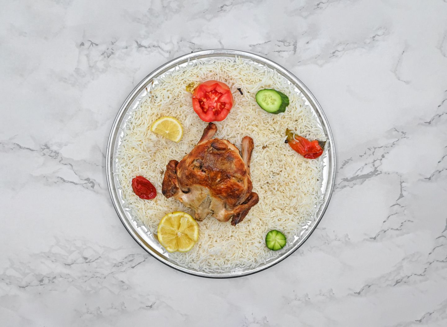 حبة كاملة دجاج شواية - أرز شعبي