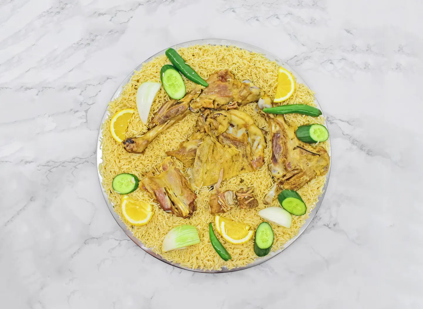 نصف تيس مظبي مع أرز بيشاور - أرز حنيذ