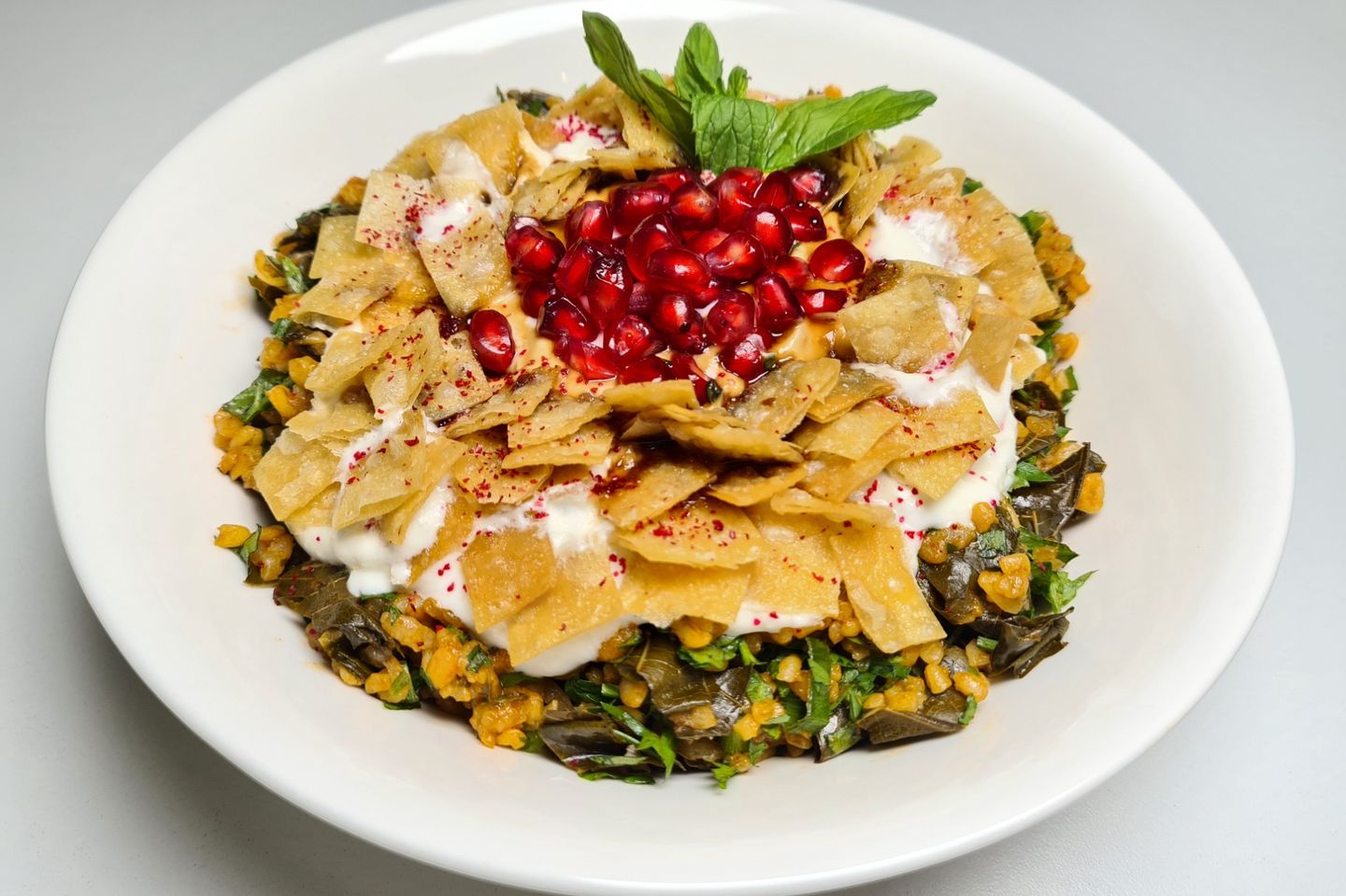 فتة ورق عنب - وسط