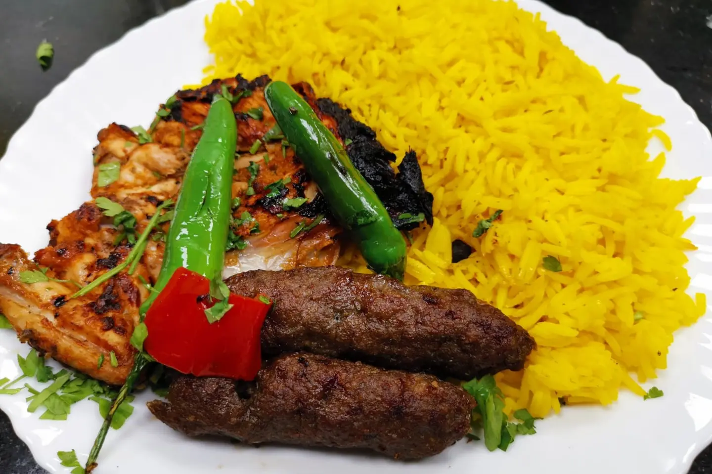 ربع دجاجه مشويه مع كفته - ربع دجاجه مع كفته وارز