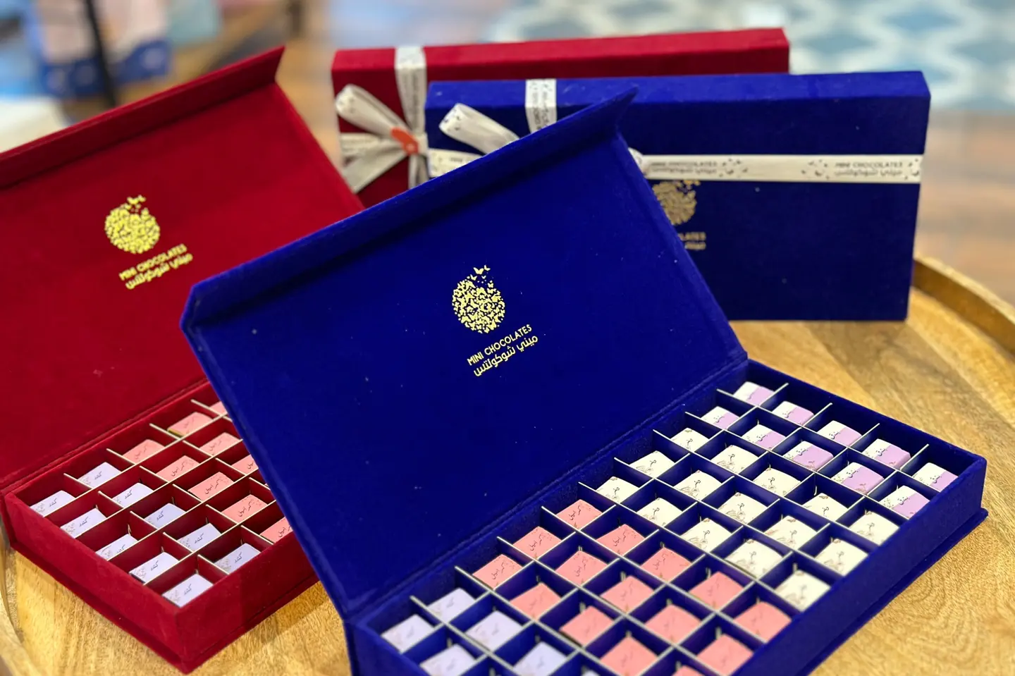 Cube Velvet Box - Blue Velvet Box