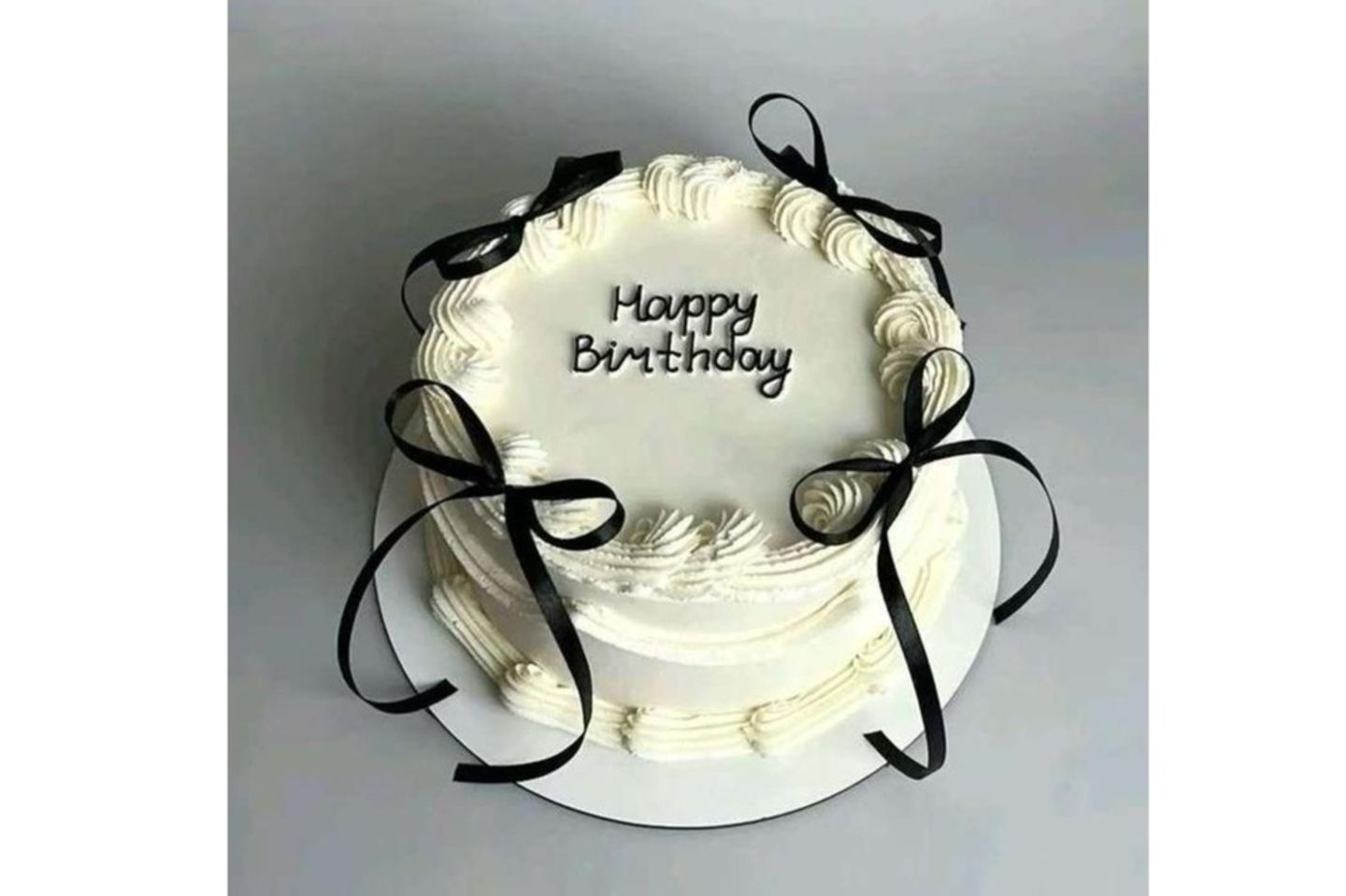 Black Ribbon Cake With Beige Color - Medium