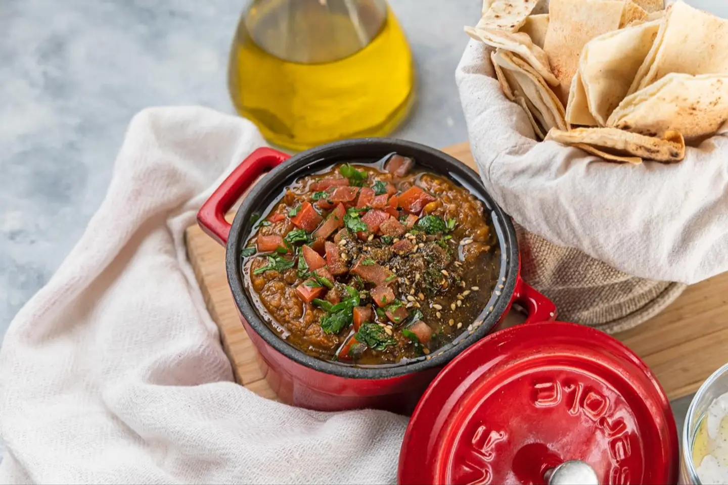 Spicy Foul Dip With Pita Chips  - Spicy Foul