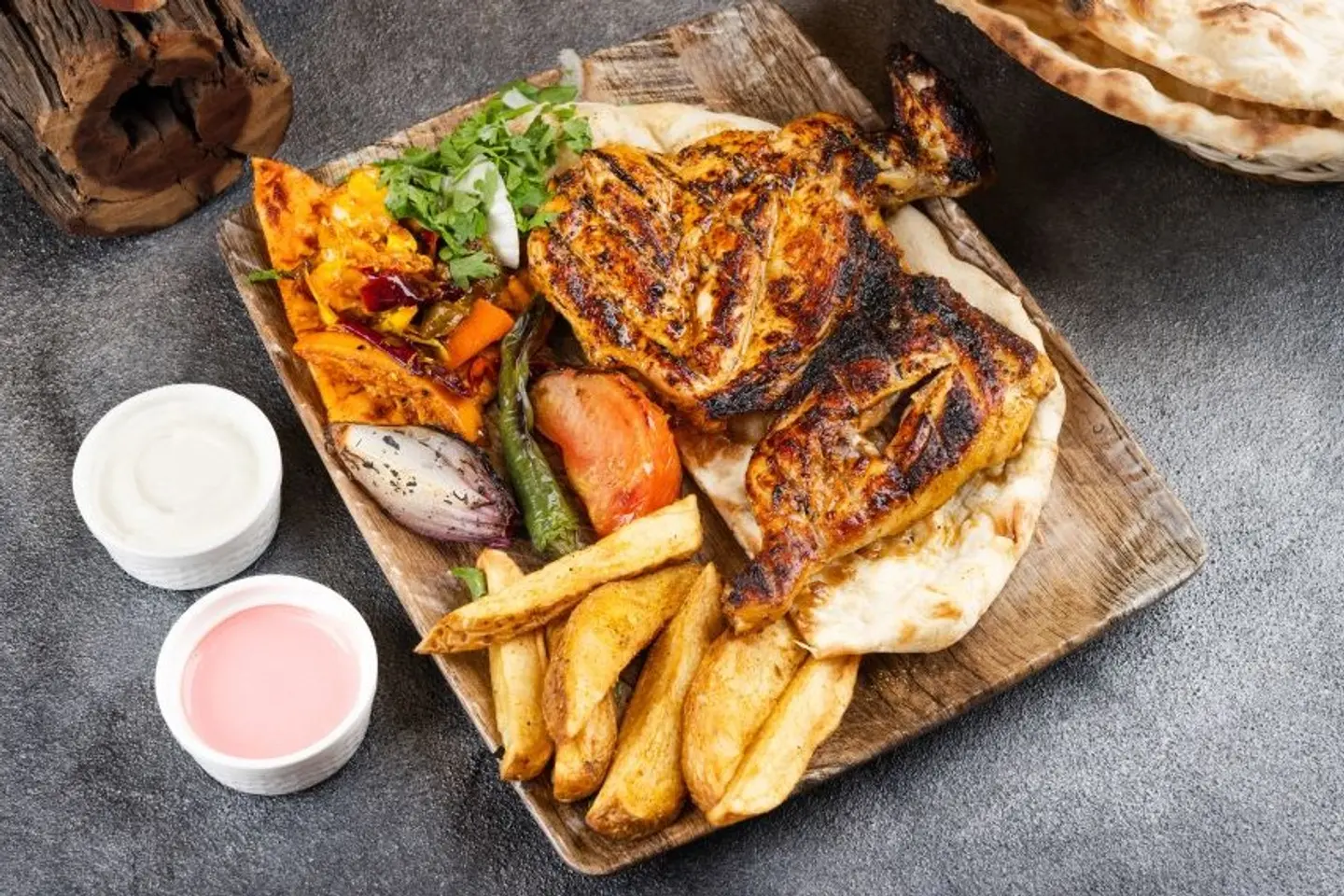 Chicken On Coal Half Chicken On Charcoal With Potatoes - Half Chicken