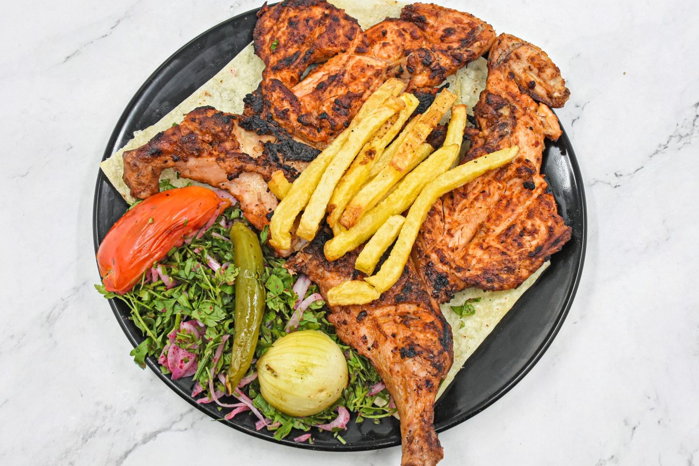 نصف دجاج على الفحم  - نص حبة  دجاج