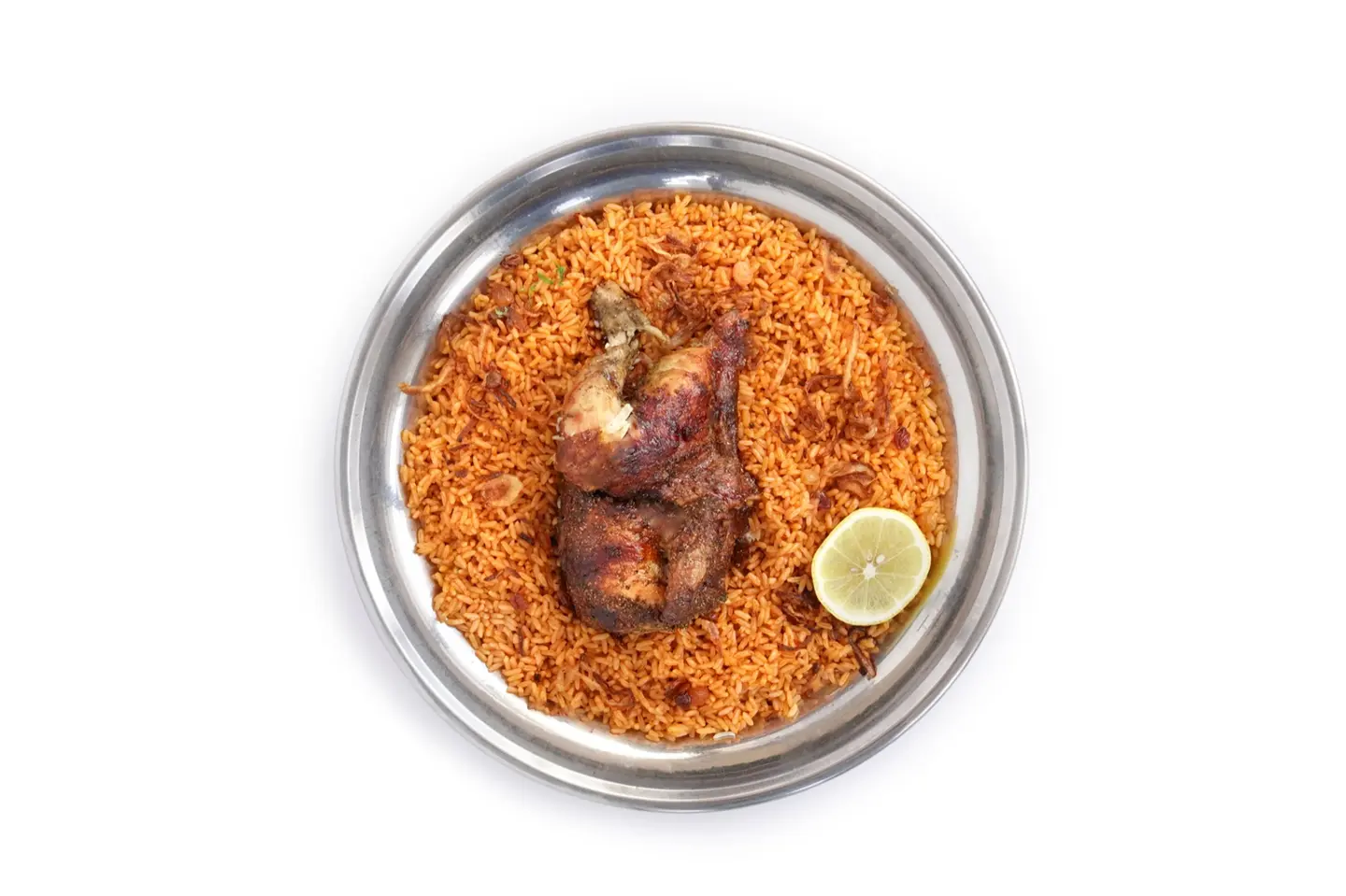 دجاج شواية مع رز أحمر - حبة كامله