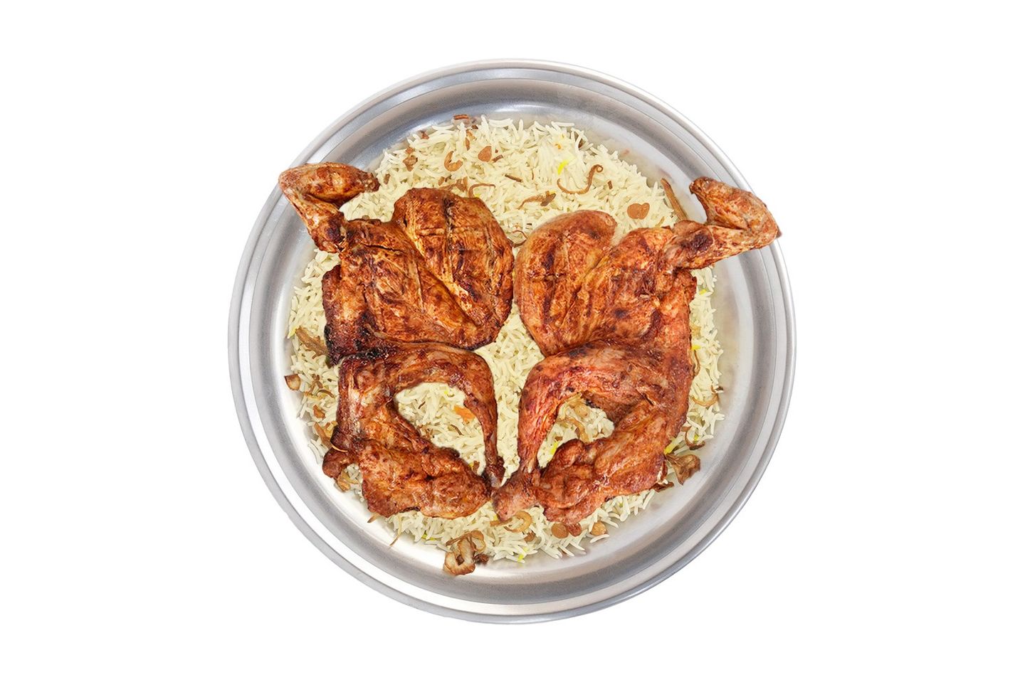 Grilled Chicken With Yellow Rice - Whole Chicken On Charcoal With Red Rice