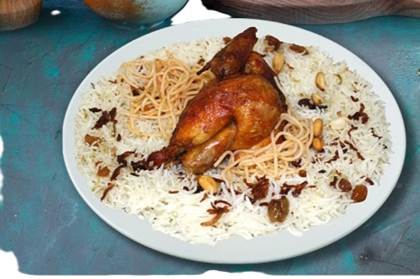 دجاج شواية حراق مع الأرز - ربع دجاجة
