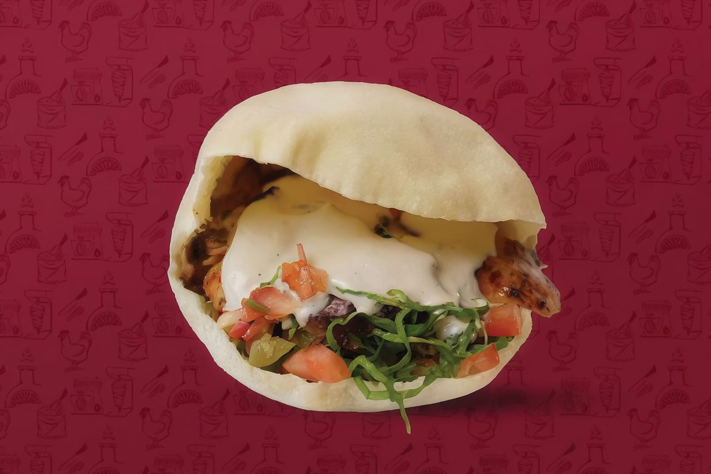 Shawarma Faredah With Tahina And Salad - Spicy Tahina