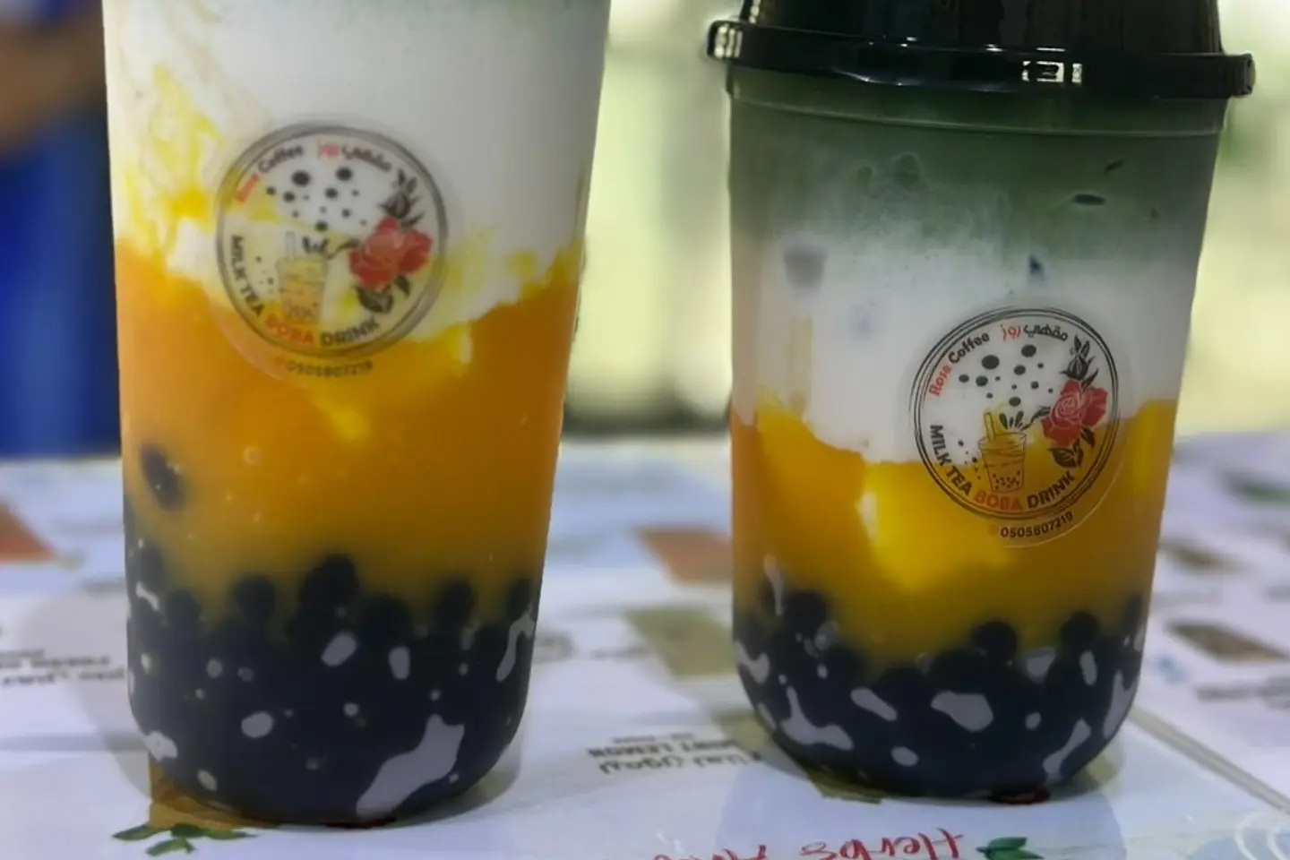 Matcha   Mango Latte Boba - Large 500 Ml