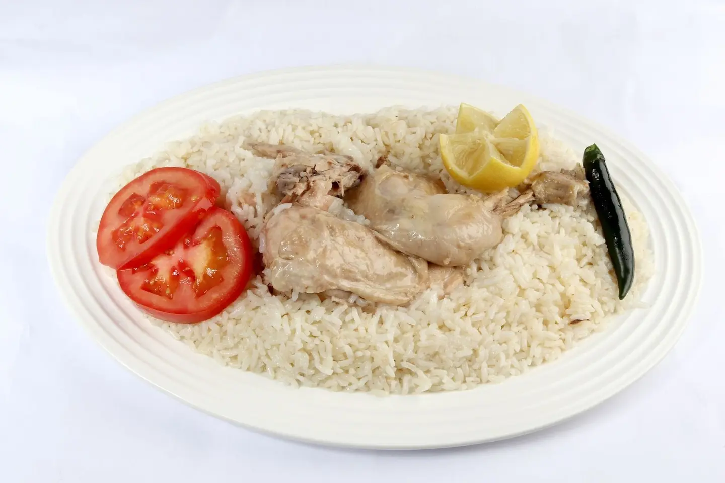 Half A Piece Of Pressed Chicken - Red Basmati Rice