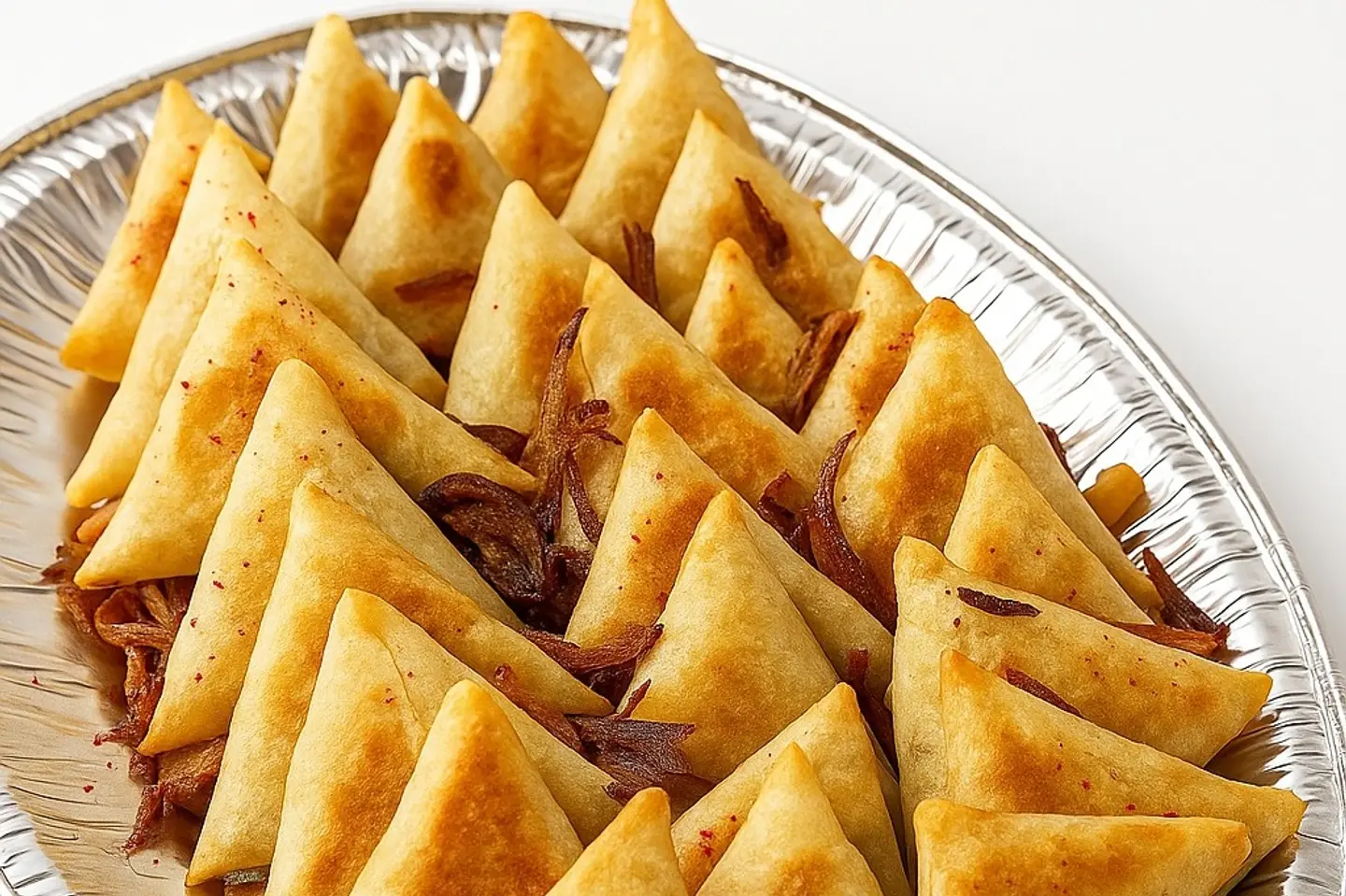 صينية سمبوسة بر - سمبوسة بر بصدور الدجاج مخبوزة بالفرن ٤٠ حبة