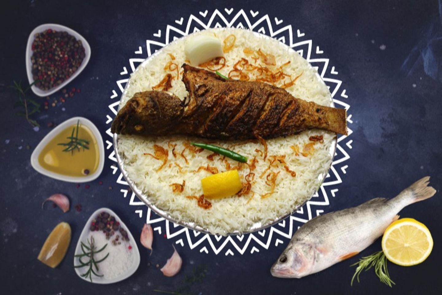 Fried Arabic Grouper Meal - Sayadih Rice