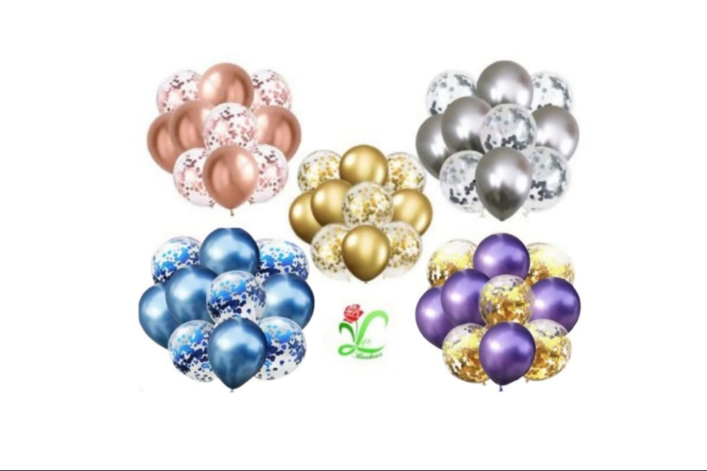Chrome Balloon Bouquet With Glitter - Silver