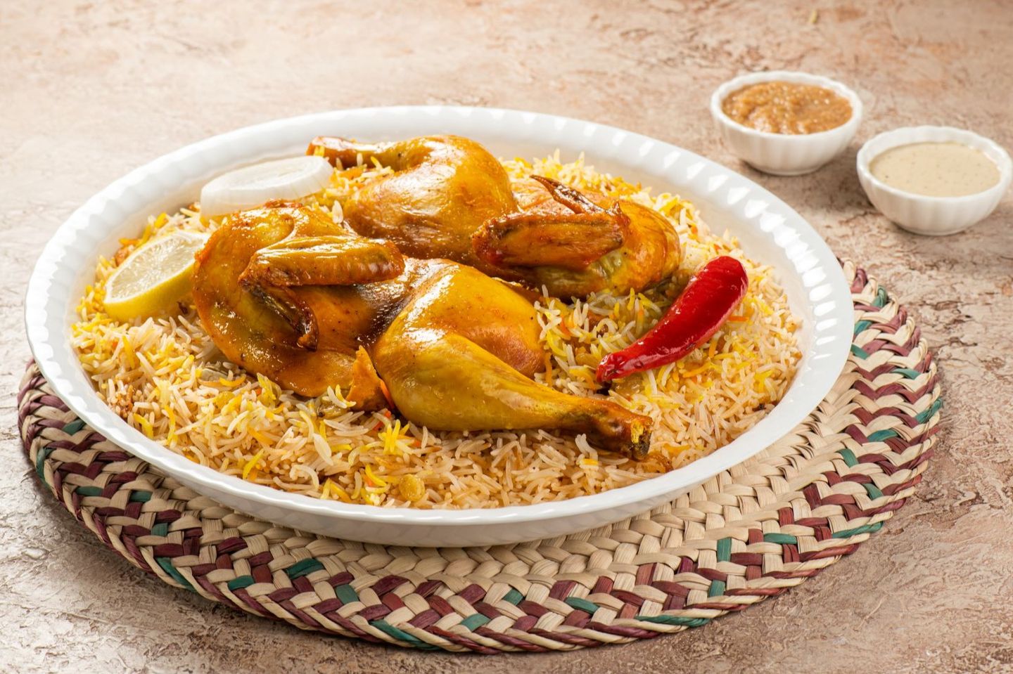 نص دجاج مندي مع الزر - رز الموروث