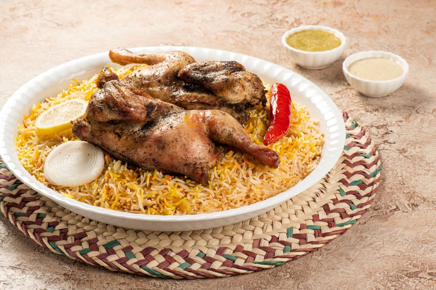 نصف دجاجة تنور بالأعشاب مع الرز - رز شعبي