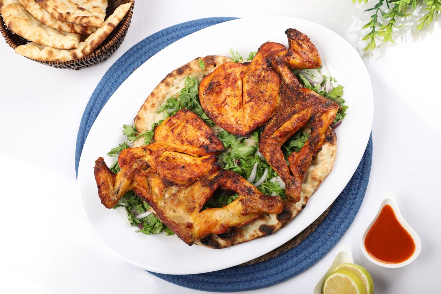 دجاج على الفحم سادة - نص حبة دجاج