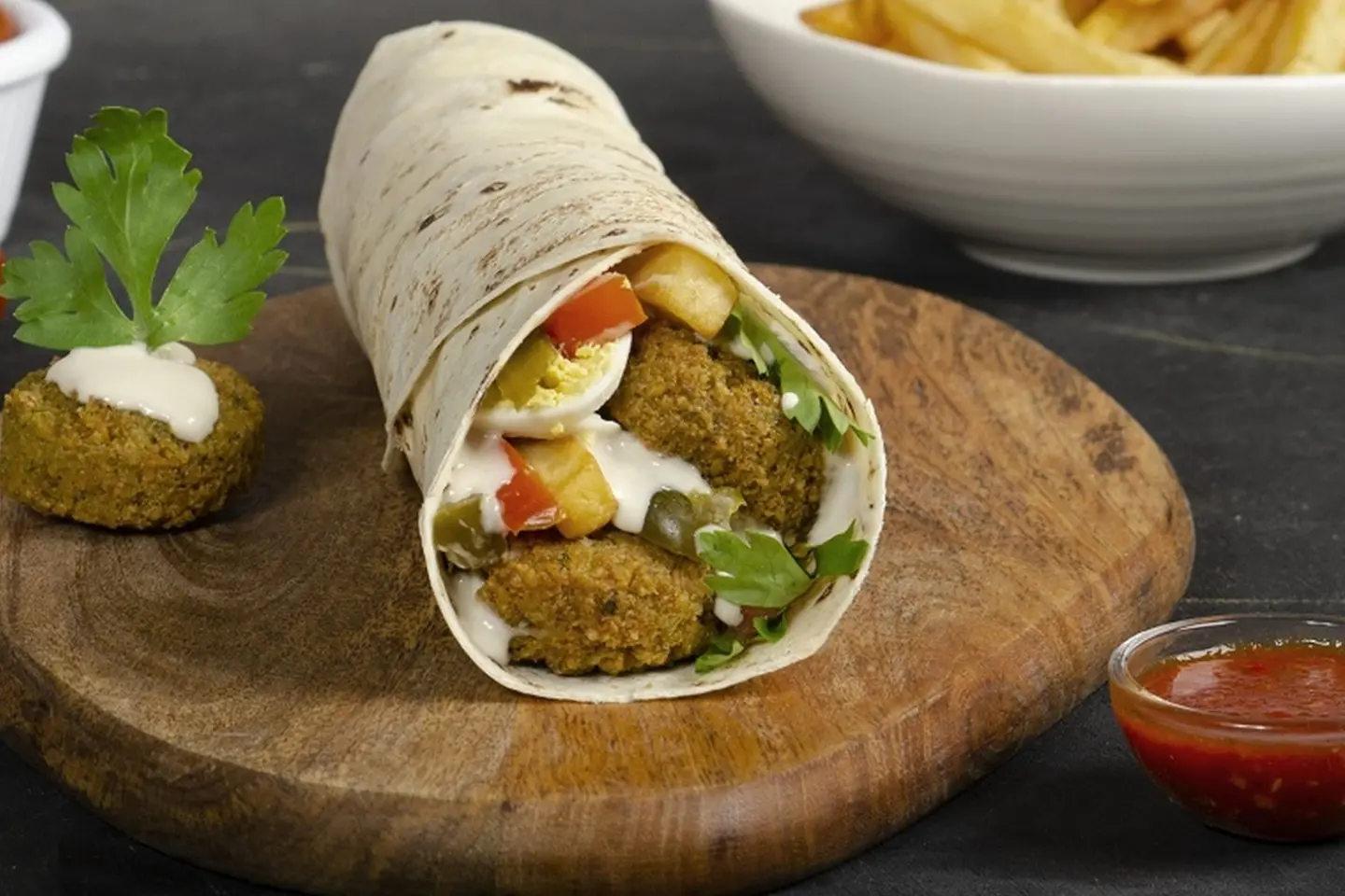 Falafel Sandwich - Saj Bread