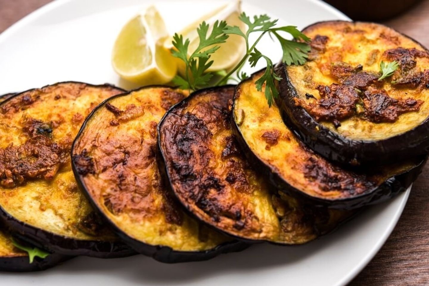Fried Eggplant With Lemon Plate - Small